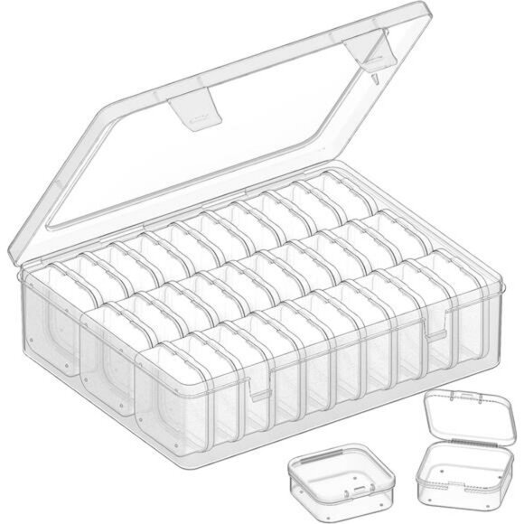 Clear Bead Organizer Box with 31 Plastic Storage Containers for Jewelry Crafts - Picture 1 of 8